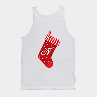 Christmas Stocking with the Letter N Tank Top